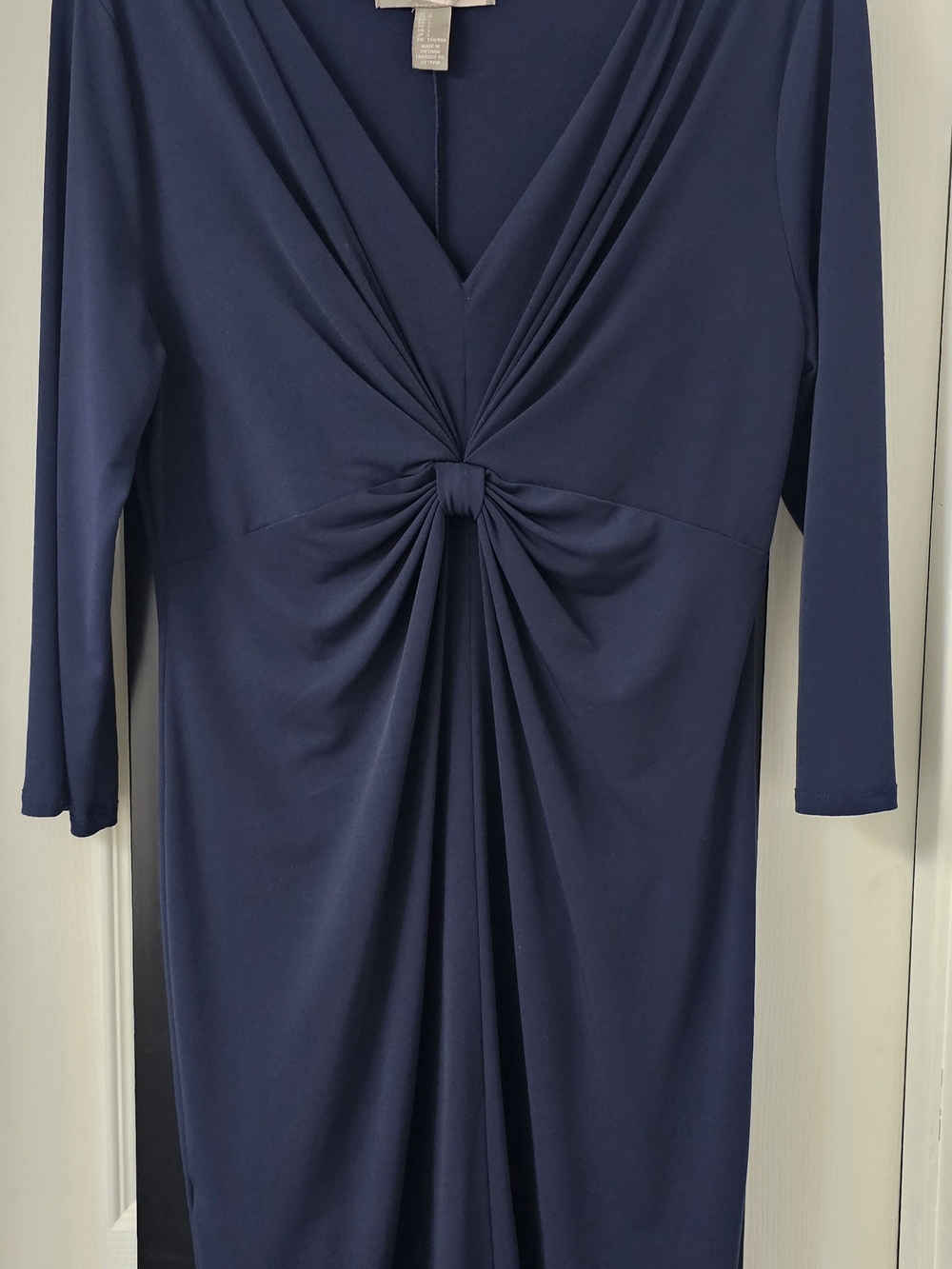 Forever 21 Navy Knot-Front Long Sleeve Dress